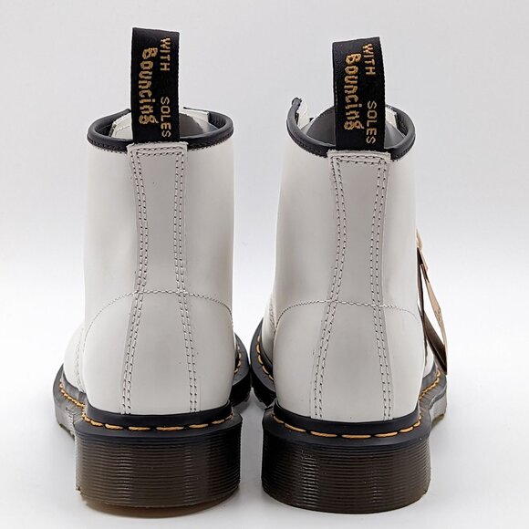 Dr Martens Unisex 101 Boots White Leather Yellow Stitch size W10 M9 - Picture 6 of 12